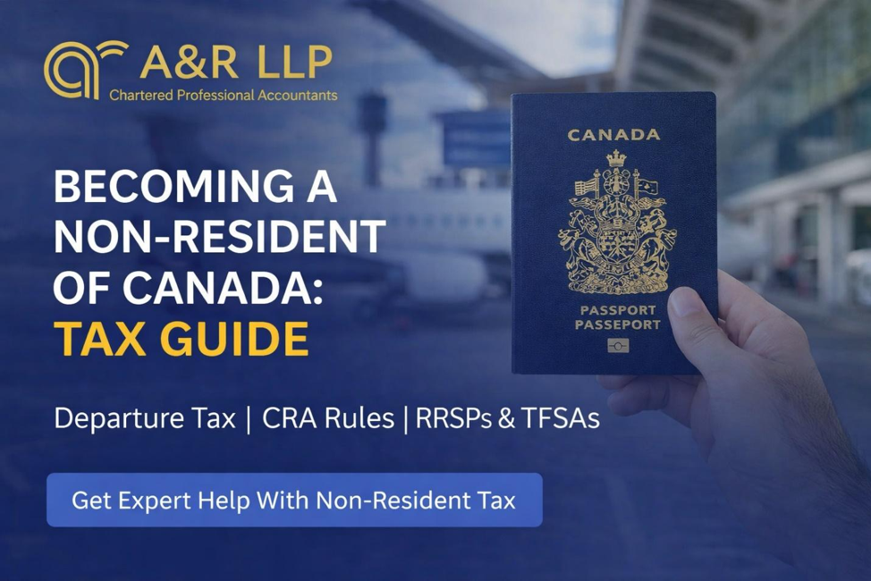 Canadian passport held at an airport representing becoming a non-resident of Canada for tax purposes, including departure tax, CRA rules, RRSPs and TFSAs